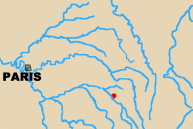 Map of area west of Paris with La Rothiere marked.