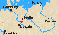 Map of east central Germany with xxx marked.