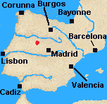 Map of Iberia with Salamanca marked.