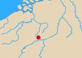 Map of Low Countries with battle of Fleurus marked.