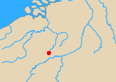 Map of Low Countries with battle of Quatre_Bras marked.