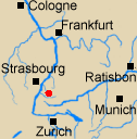 Map of Rhineland with Haslach marked.