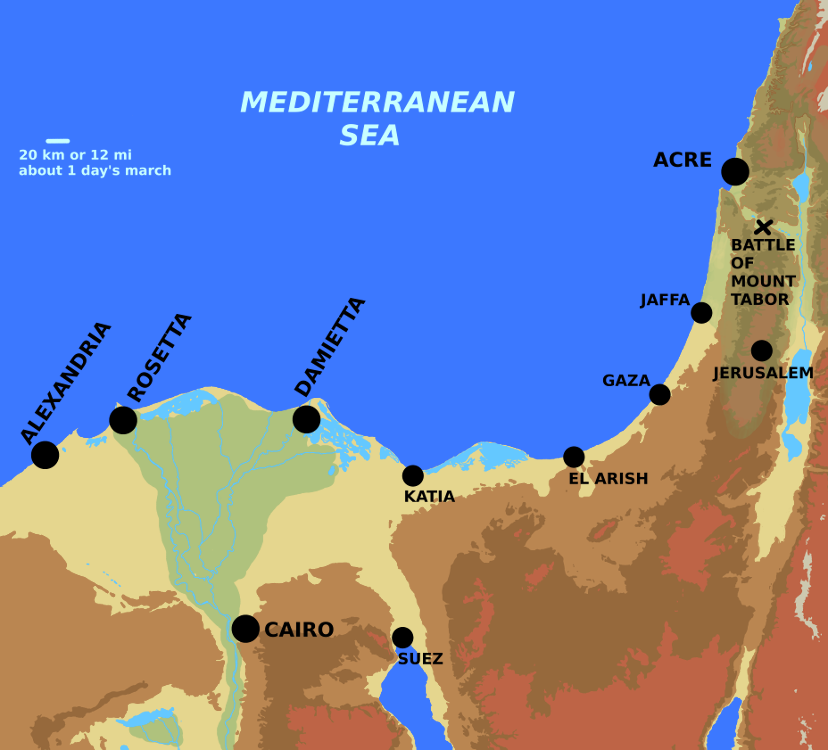 A map showing lower Egypt and Syria up to Beriut.