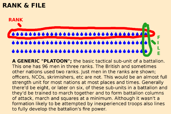 A diagram showing a generic infantry platoon of the Napoleonic Wars.