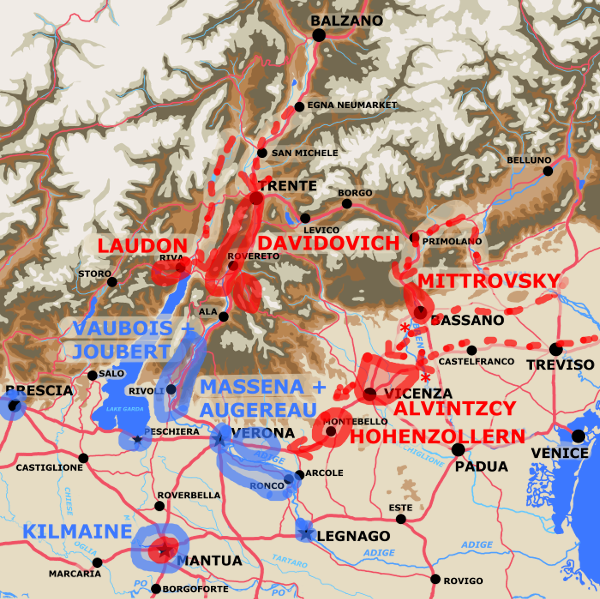 A map showing unit movements to November 9th 1796.