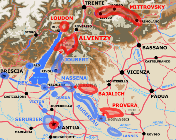 A map showing unit locations on January 12th 1797.