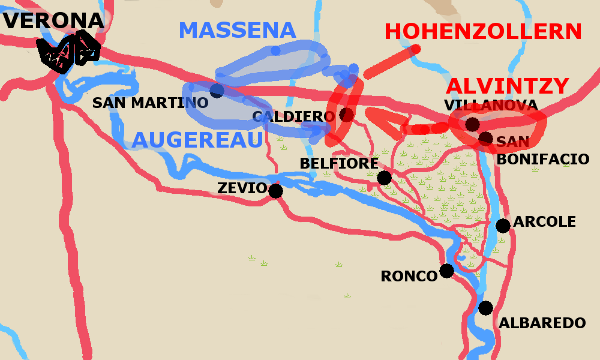 A map showing situation at Caldiero November 12th 1796.