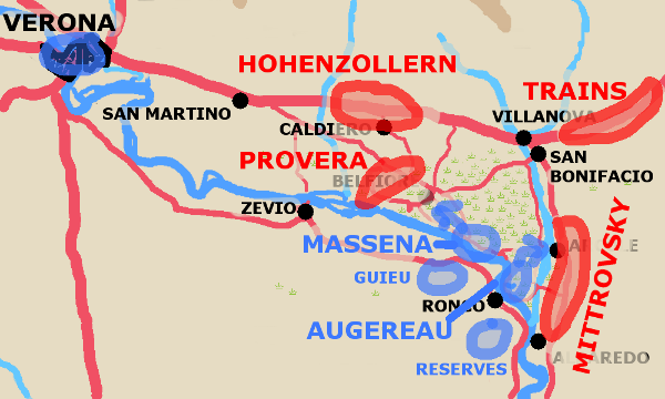 A map showing situation around Arcole November 16th 1796.