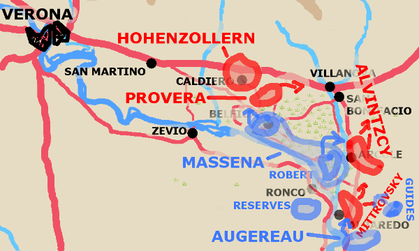 A map showing situation around Arcole November 17th 1796.