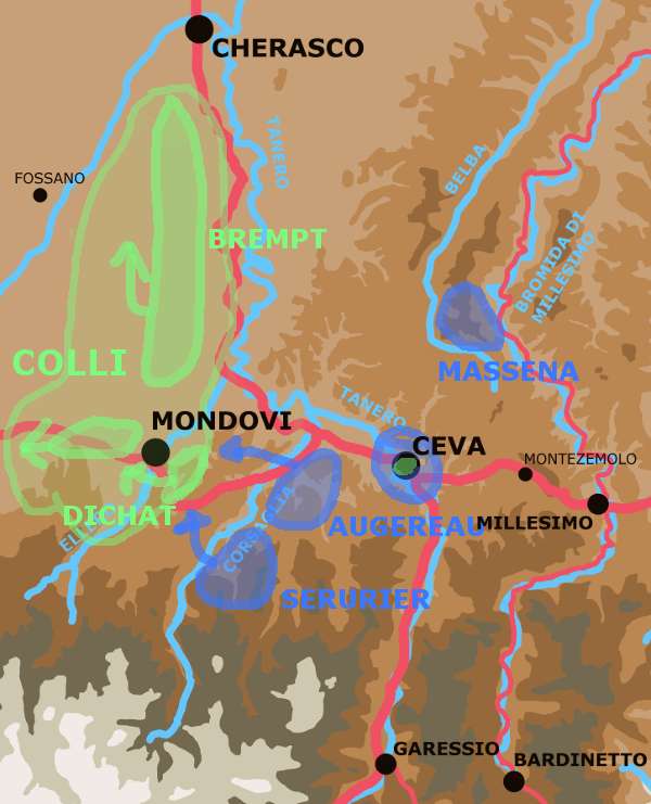 A map showing the area around Mondovi.