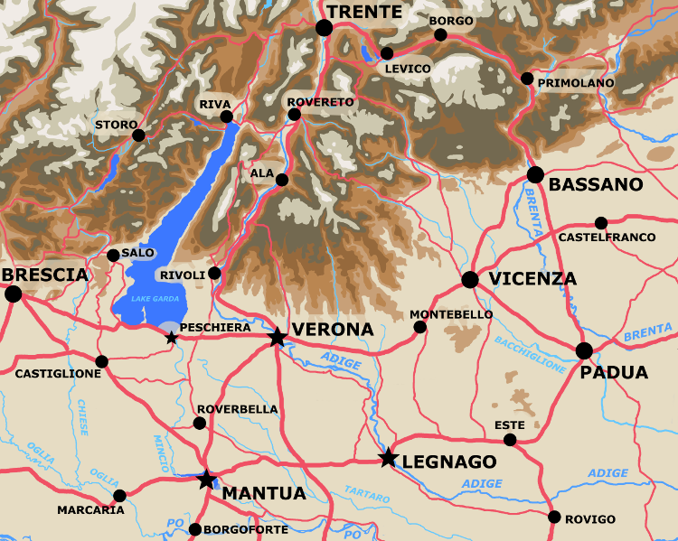 A map showing the theatre of operations in Italy during January 1797.