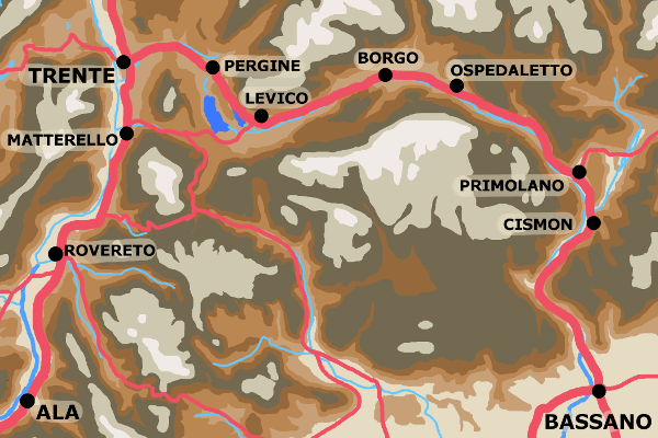 A map showing the Val di Saguna.