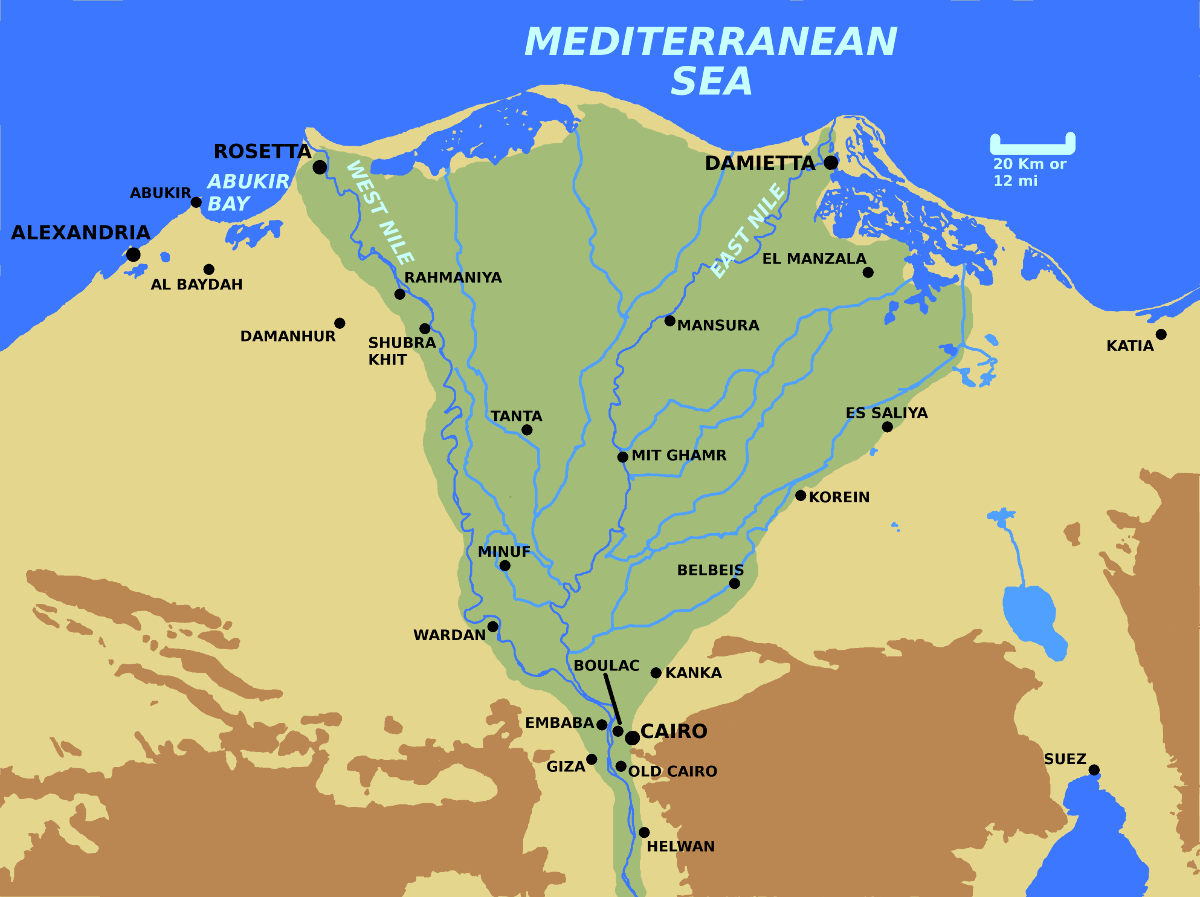 A map showing lower Egypt.