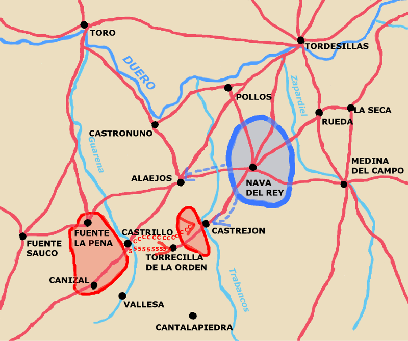 A map showing Wellington supporting his rearguard.