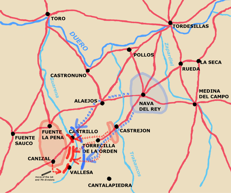 A map showing Wellington withdrawing rearguard, Mormont follows in two columns.