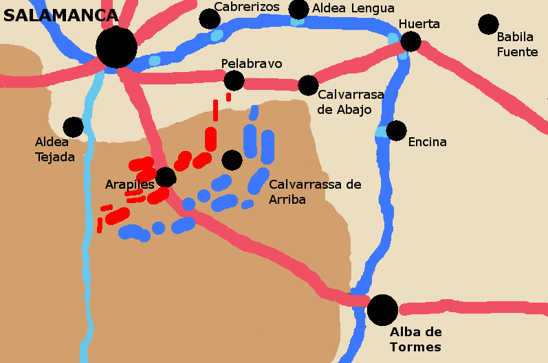 A map showing situation when Wellington spotted his chance.